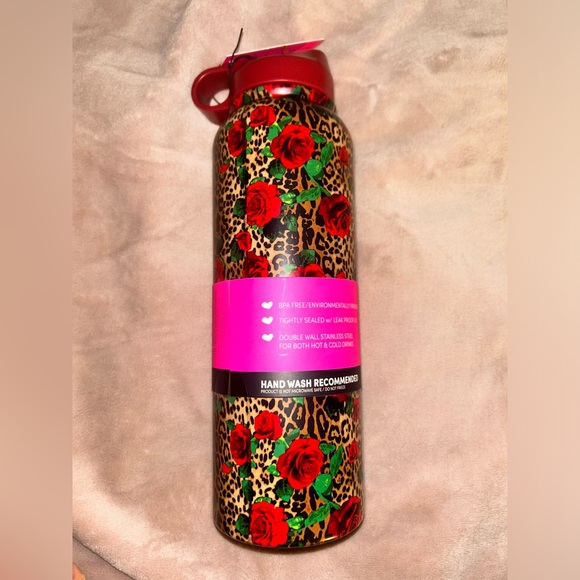 NWT Betsey Johnson 32oz Cheetah Rose 🌹 Printed Large Insulated Tumbler - Picture 2 of 2